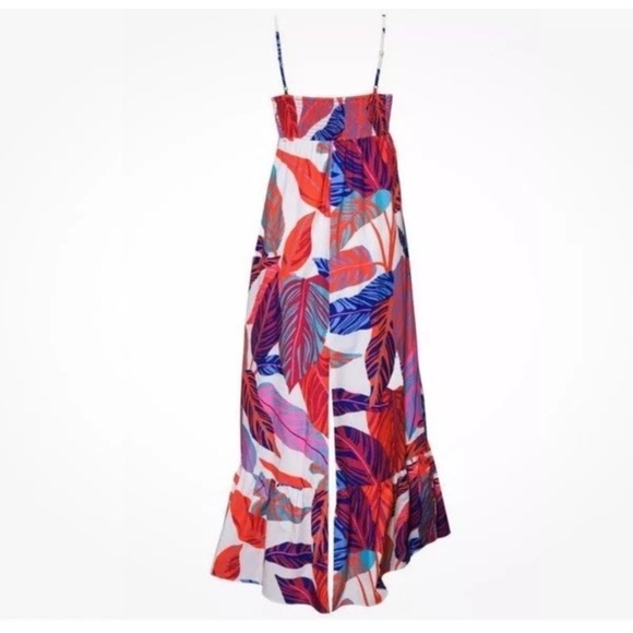 Hutch Olani Wild Tropical Maxi Dress coquette bow tropical size M - Picture 3 of 4